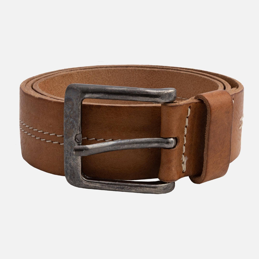 Aren | Men’s Handcrafted Leather Belt with Center Stitch | Camel