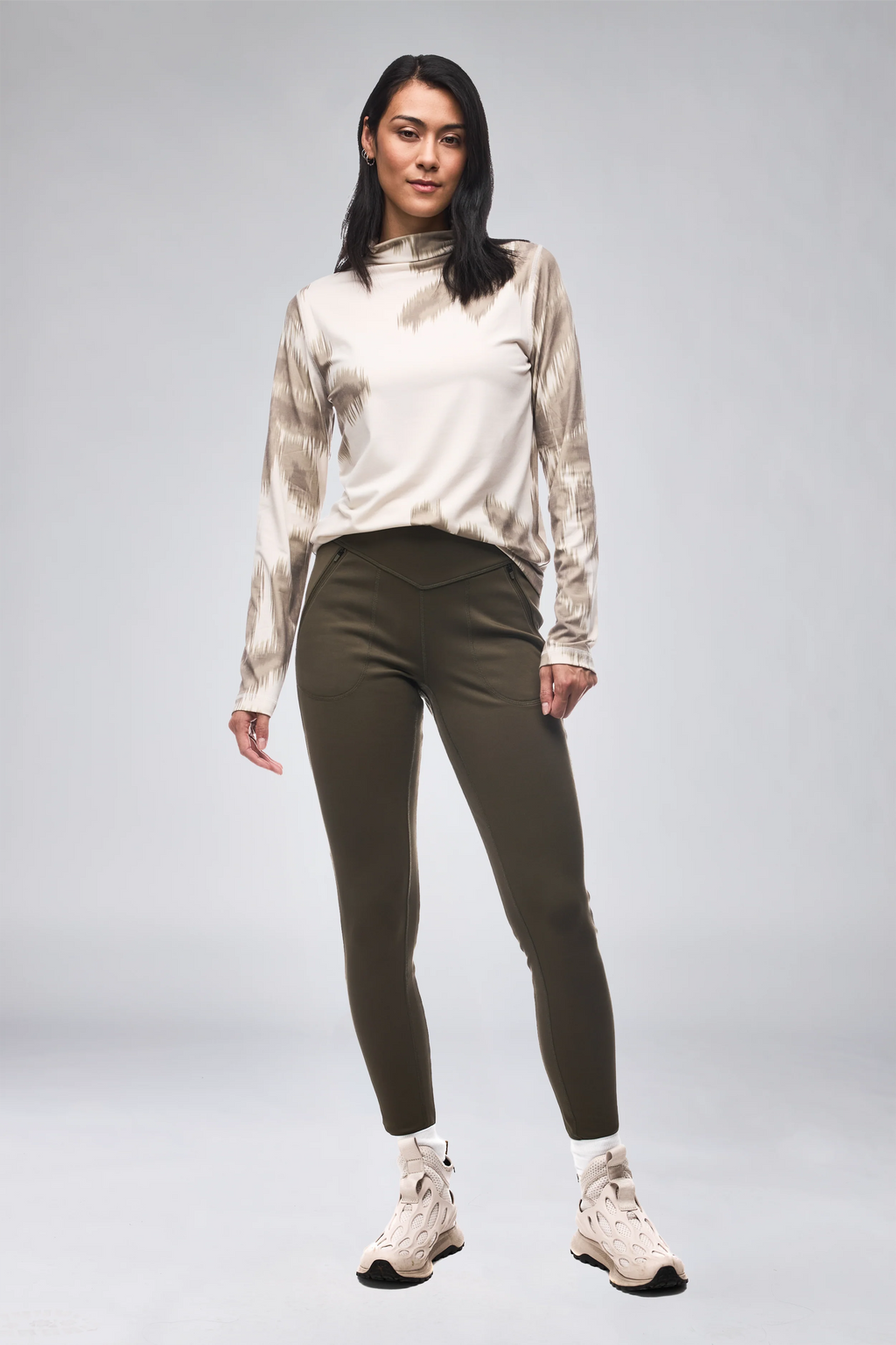 Indyeva TEPLO leggings in moss green