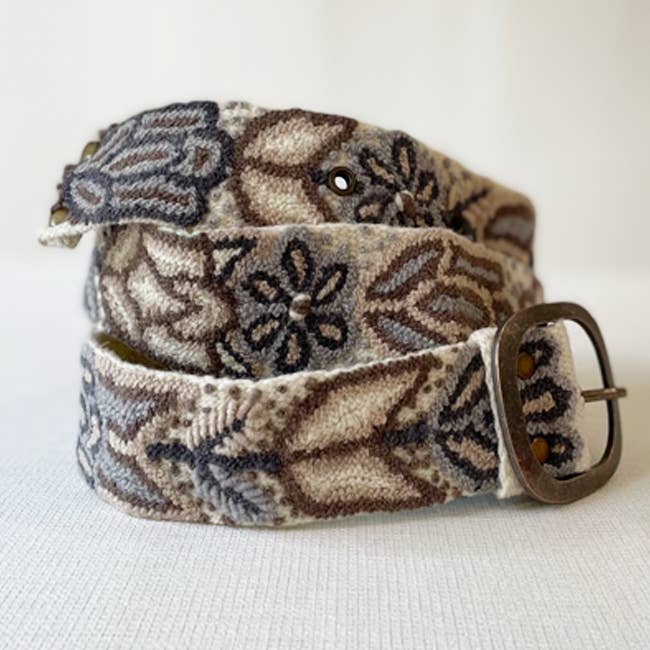 Jenny Krauss Monochromatic Embroidered Wool Belt, Cream