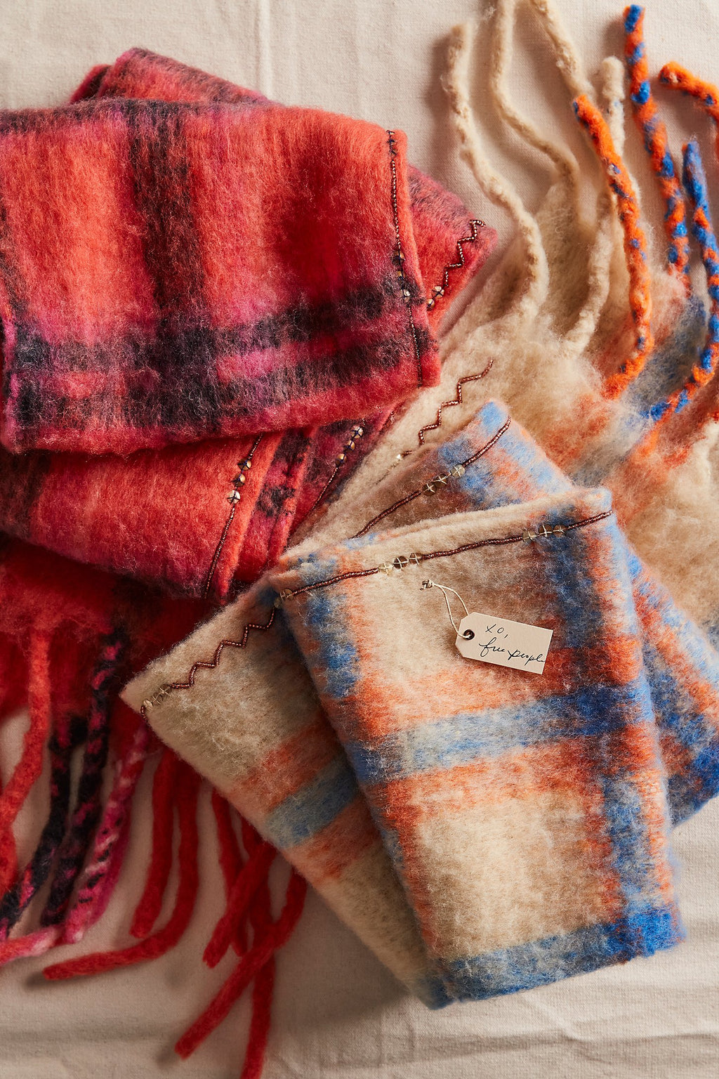 Highland Plaid Skinny Scarf | Pink Combo