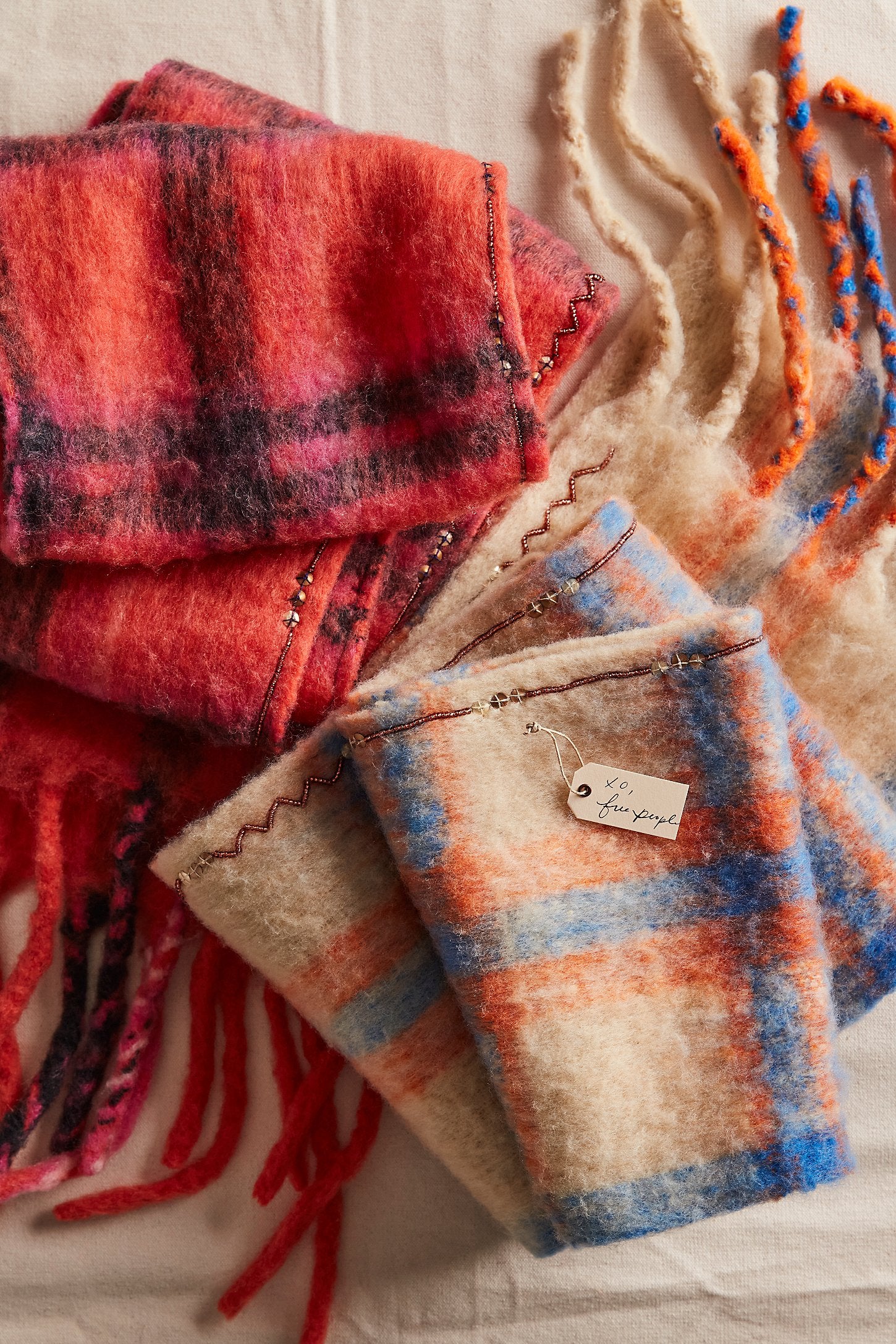 Highland Plaid Skinny Scarf | Pink Combo