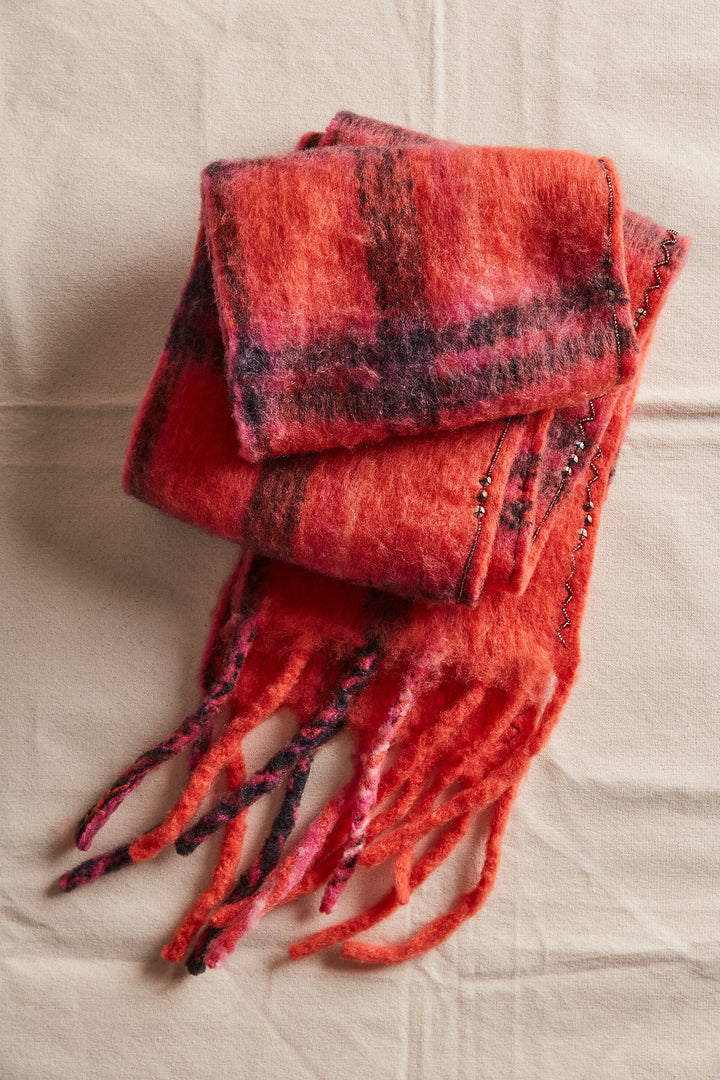 Highland Plaid Skinny Scarf | Pink Combo