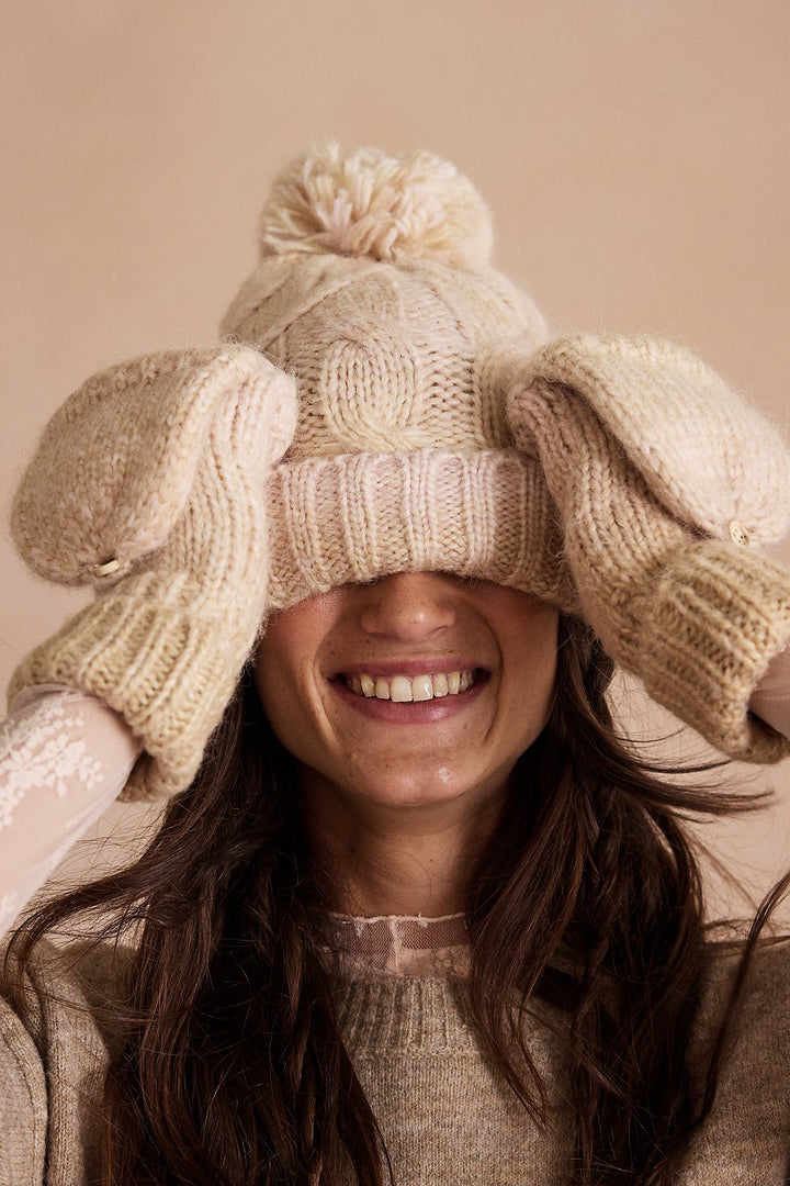 Free People Rainbow Run Hat + Gloves | Ivory