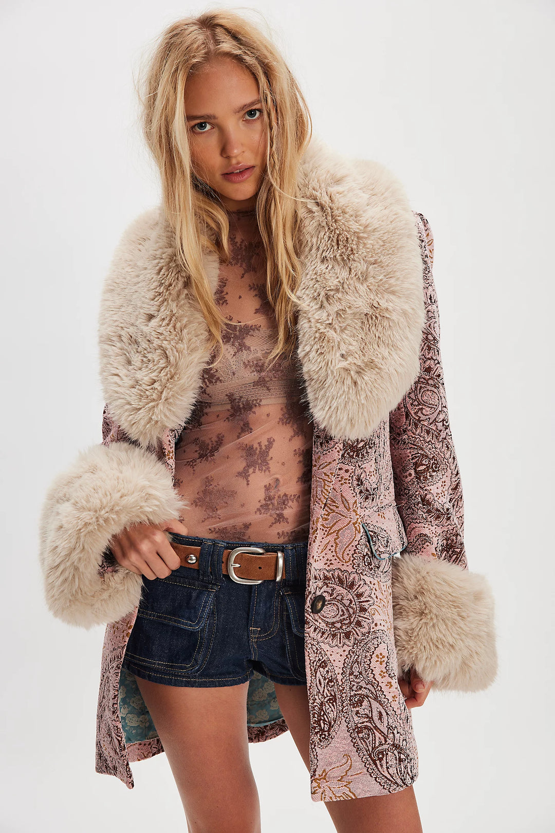 Free People Mercer Coat | Pink Paisley