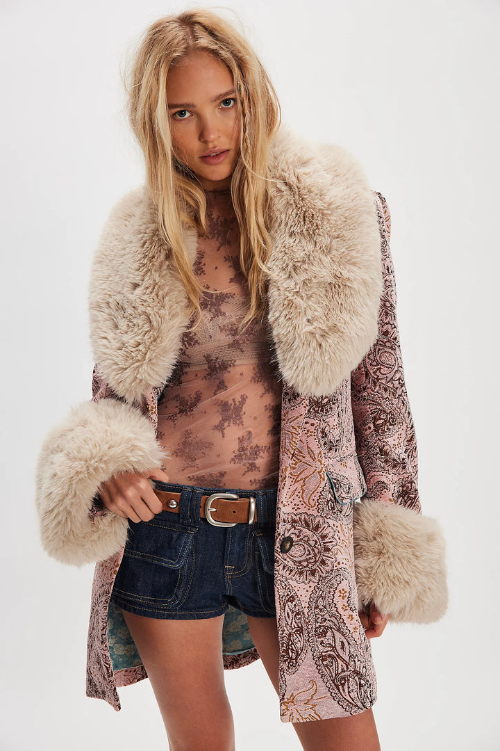 Free People Mercer Coat | Pink Paisley