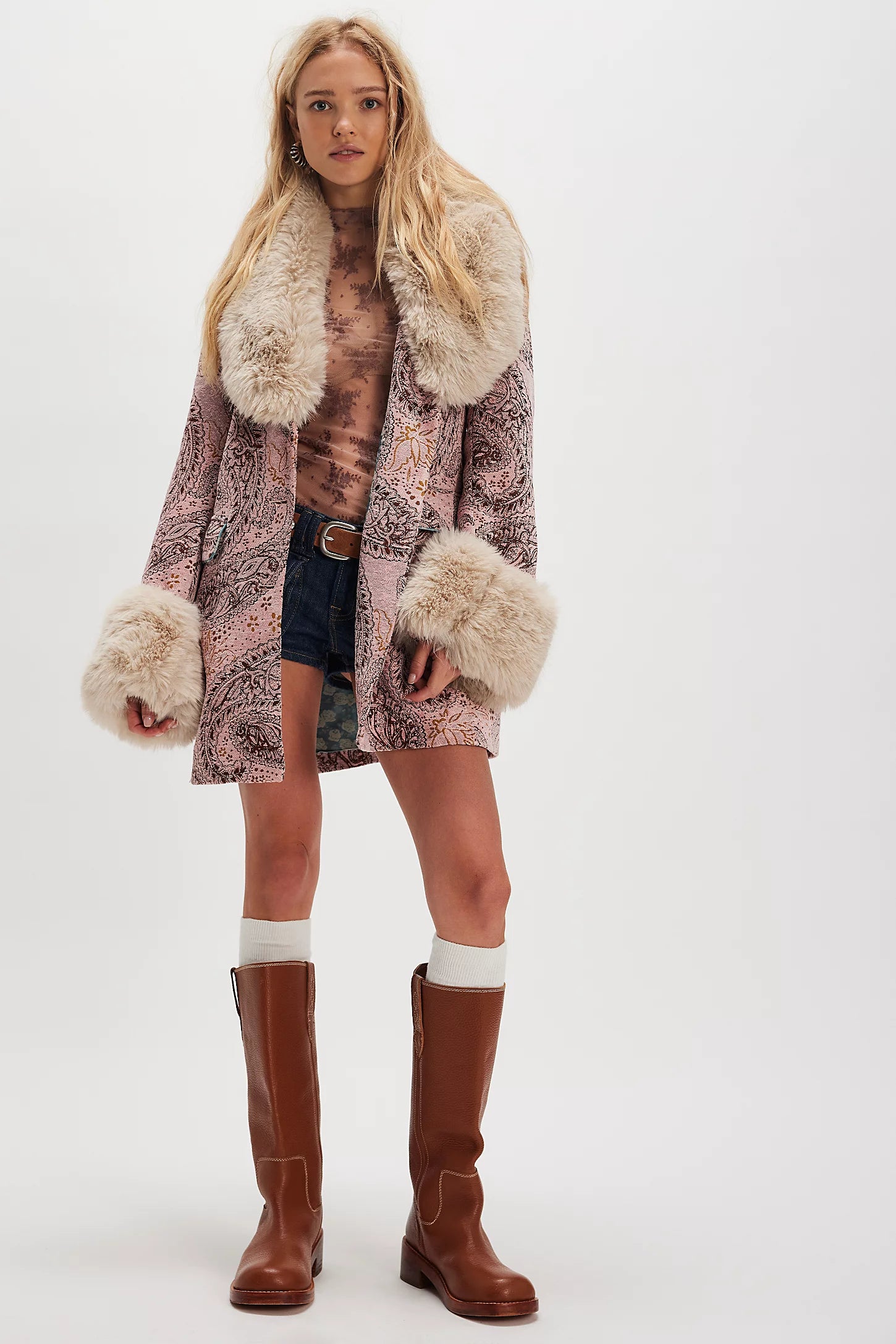 Free People Mercer Coat | Pink Paisley