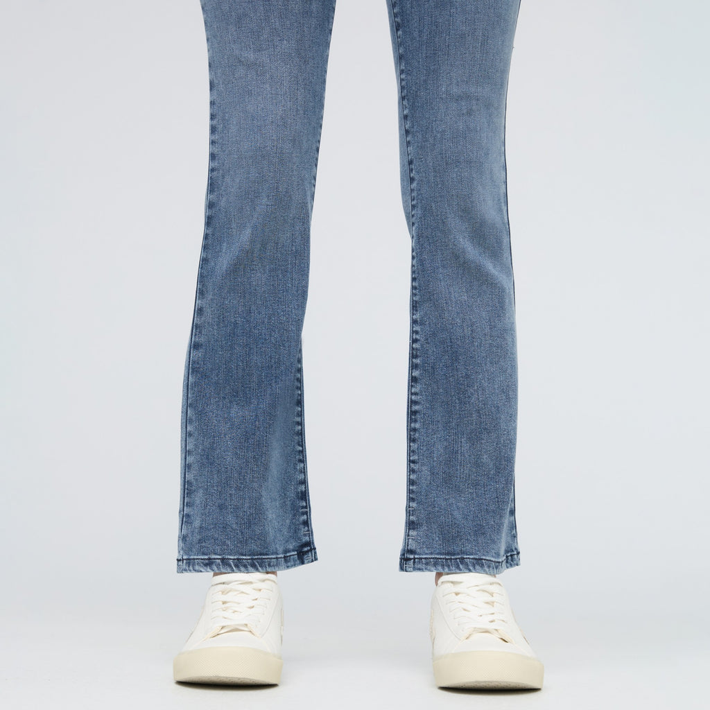 Duer Women's No Sweat Denim High Rise Kick Flare | Textured Indigo