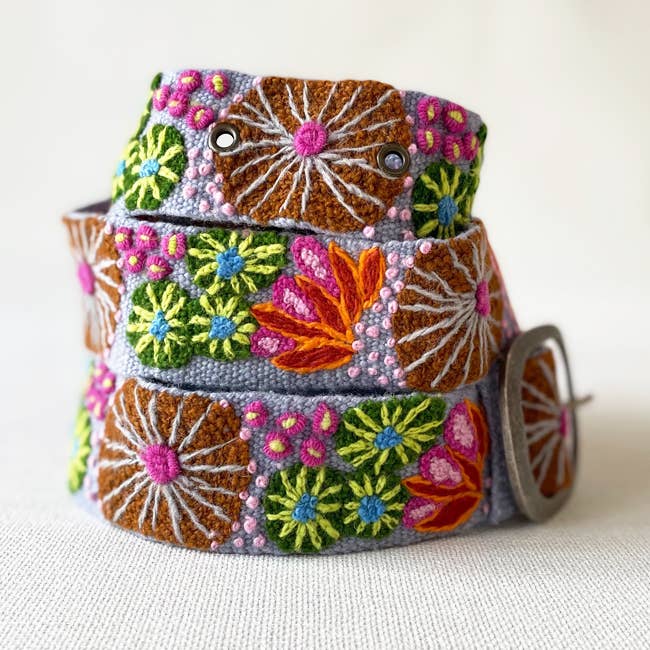 Jenny Krauss Evening Shade Floral Embroidered Wool Belt