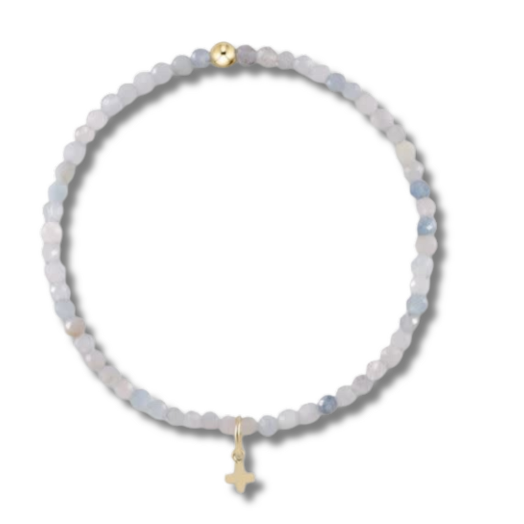 enewton Gemstone Bead Bracelet Signature Cross Aqua Marine
