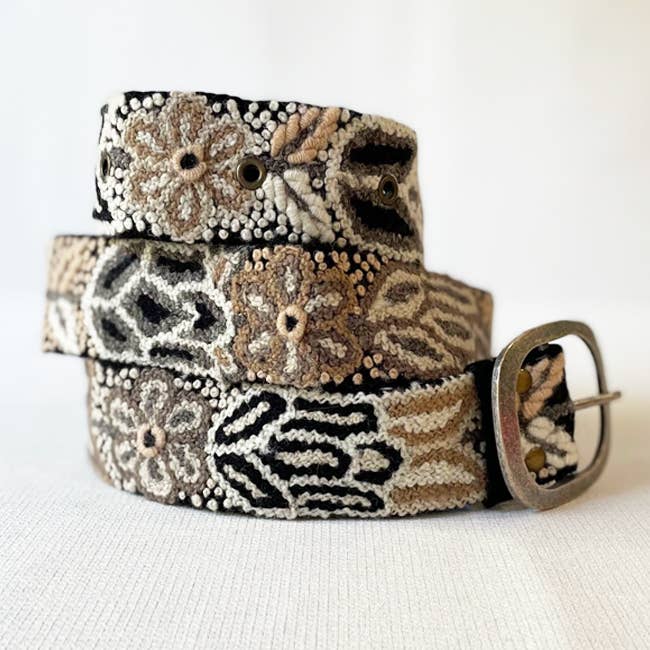 Jenny Krauss Monochromatic Embroidered Wool Belt, Black