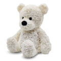 White teddy bear with a black nose on a white background