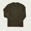 Filson Waffle Knit Henley in Mossy Rock, front view