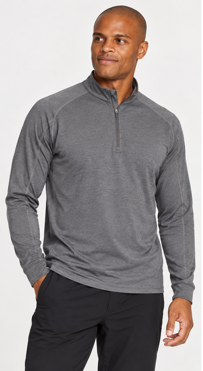 Carrollton 1/4 Zip | Black Htr/H. Gray 