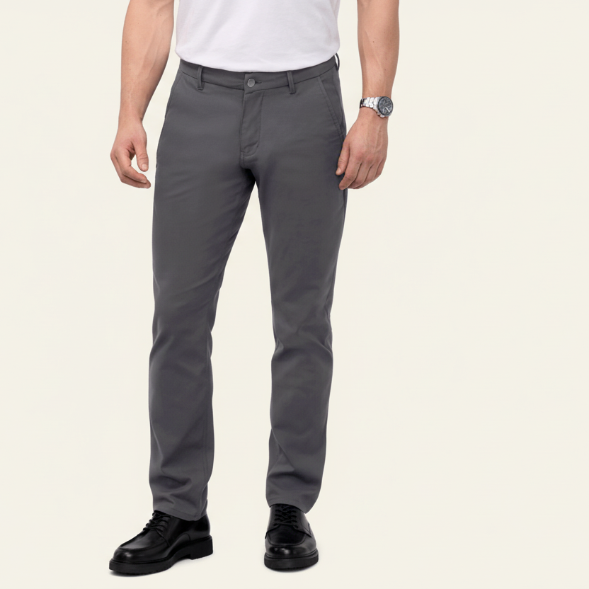 Person wearing gray pants on a transparent background