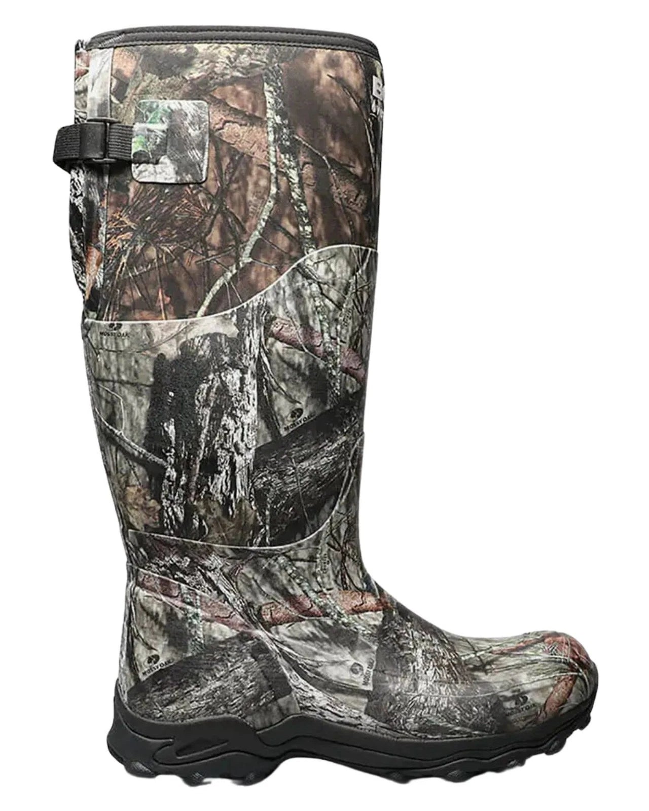 Camouflage-patterned boot on a white background