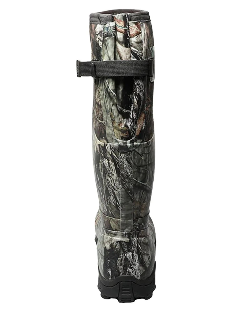 Camouflage boot with a strap on a white background