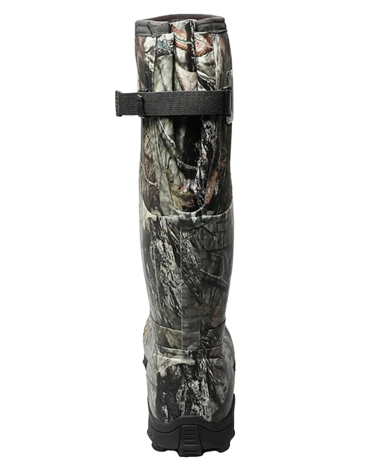 Camouflage boot with a strap on a white background