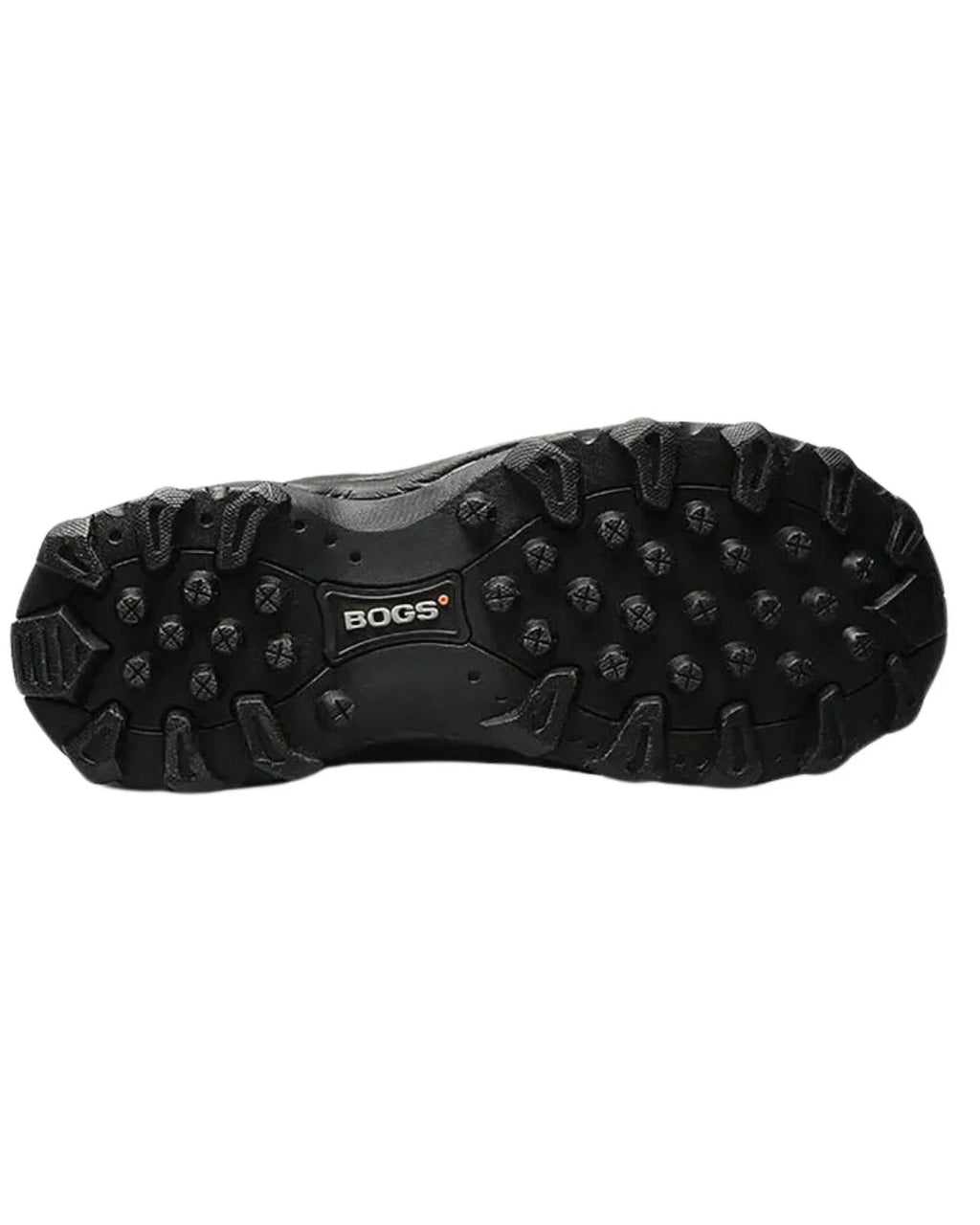 Black shoe sole with Bogs logo on a white background