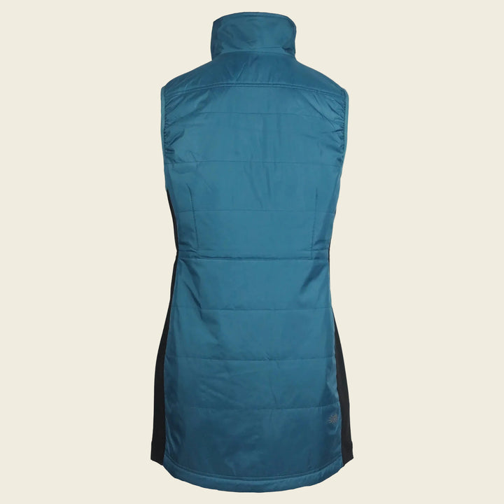 Blue puffer vest on a white background