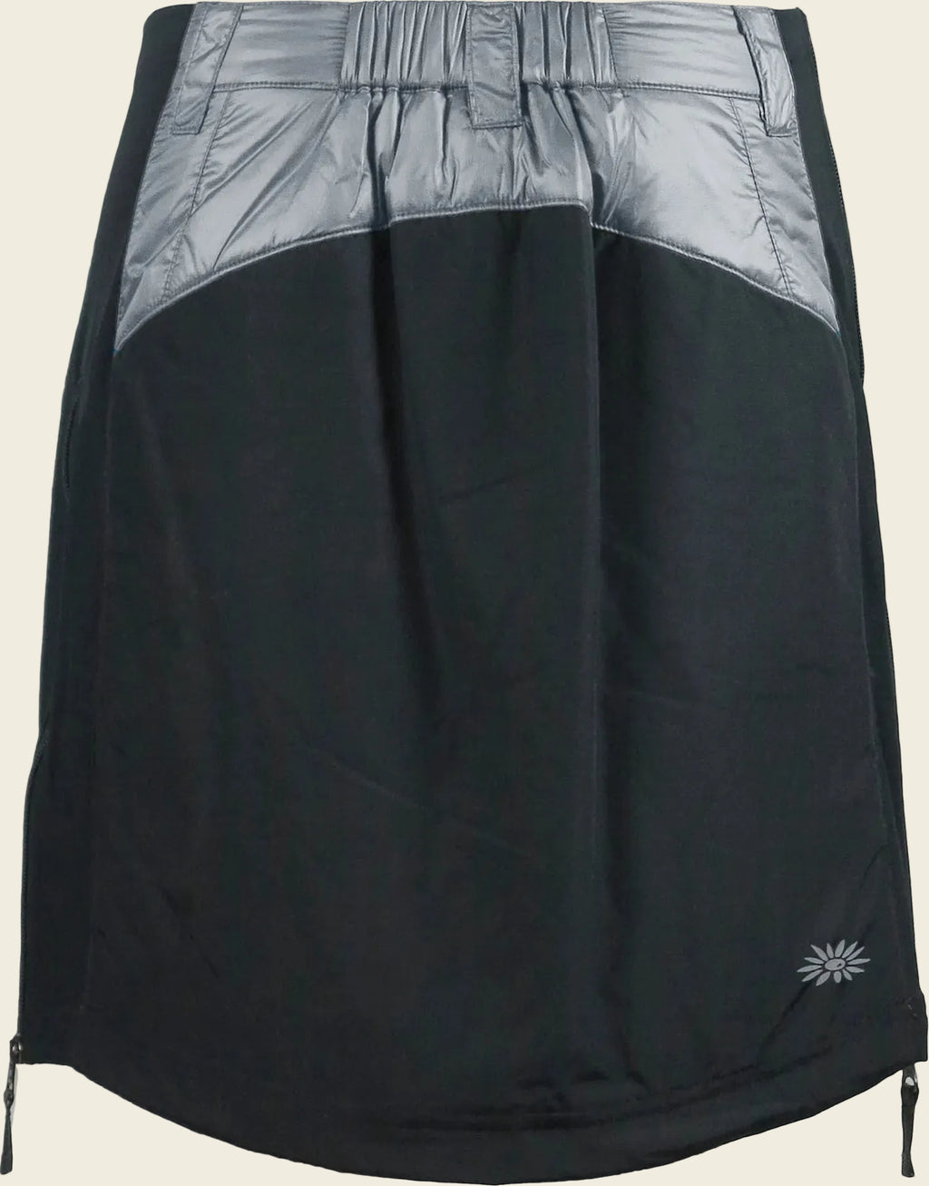 Black and gray athletic shorts with a visible brand logo on a white background