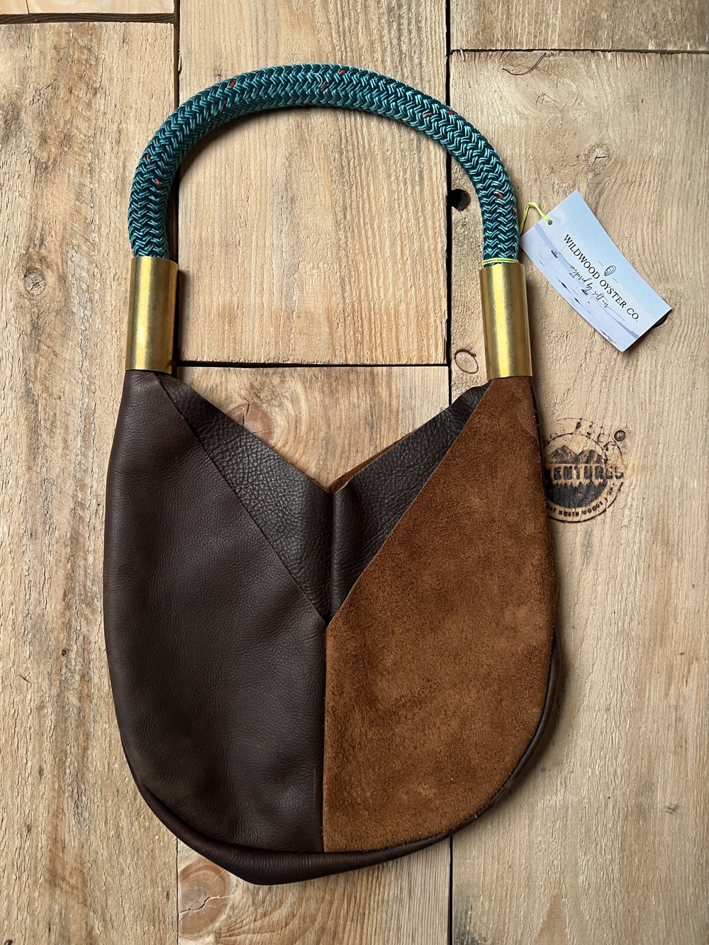 Wildwood Oyster Leather Original Tote Brown Seaside Teal