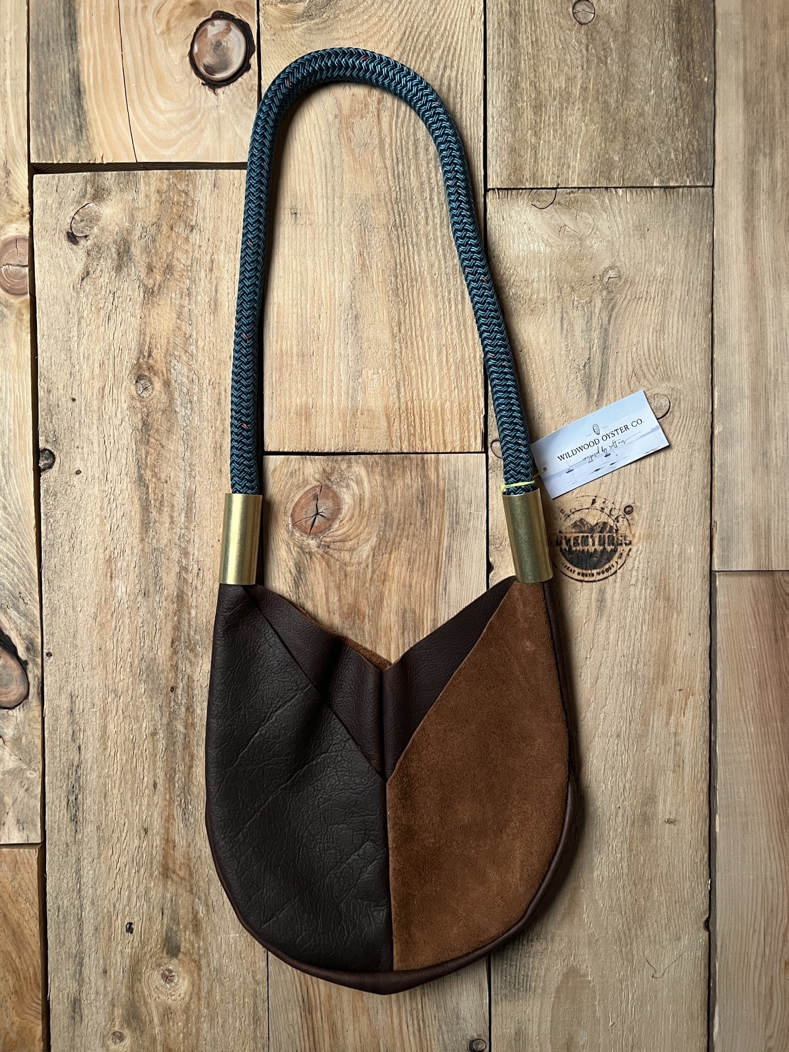 Wildwood Oyster Leather Crossbody Bag Brown Seaside Teal