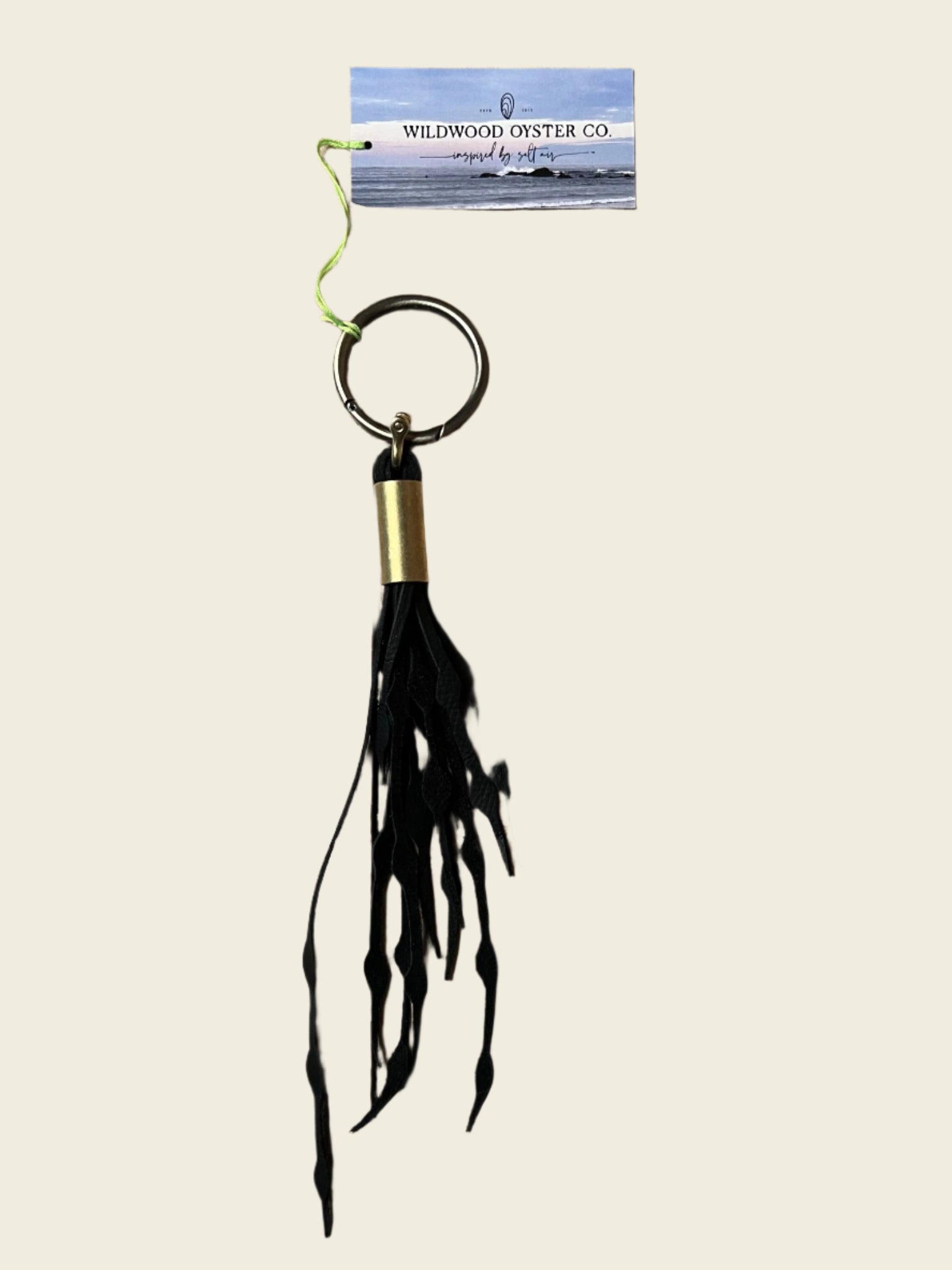 Wildwood Oyster Leather Fringe Tassel Black